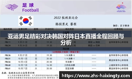 亚运男足精彩对决韩国对阵日本直播全程回顾与分析